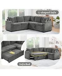 Streamdale Furniture Sectional Sofa Bed L-Shape Sleeper with Hidden Storage