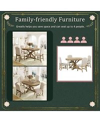 Streamdale Furniture Retro Style Extendable Dining Table Set with 4 Chairs