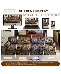 Streamdale Furniture 93.7" Oxford Fabric 4-Seater Cloud Couch with Rolled Arms & Pleated Skirt