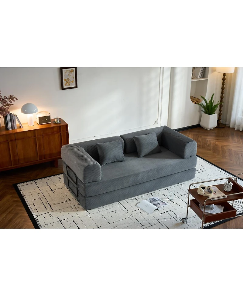 Streamdale Furniture Convertible Corduroy Sleeper Sofa Bed with Pillow