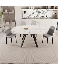Streamdale Furniture Expandable circular dining table set with 4 cushioned chairs.