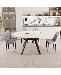 Streamdale Furniture Expandable circular dining table set with 4 cushioned chairs.