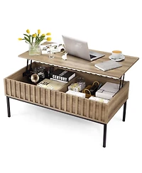 gaomon Mid-Century Modern Lift-Top Extendable Coffee Table with Hidden Compartment