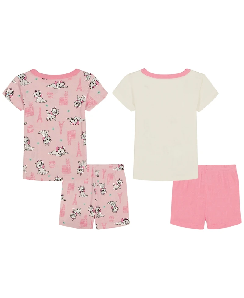 Disney Girls' 2T-4T Short-Sleeve Top and Shorts, 4-Piece Set