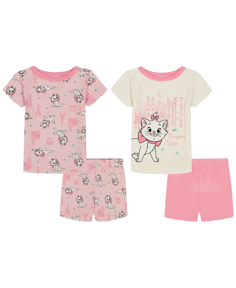 Disney Girls' 2T-4T Short-Sleeve Top and Shorts, 4-Piece Set