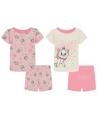 Disney Girls' 2T-4T Short-Sleeve Top and Shorts, 4-Piece Set