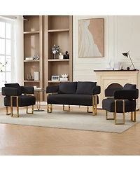 Streamdale Furniture Streamdale Modern Teddy Fleece Upholstered Chair with Gold Metal Legs