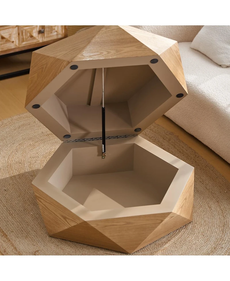 Streamdale Furniture Retro Polygon Flip Top Coffee Table with Hidden Storage.