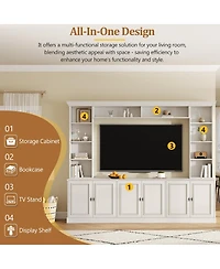 Streamdale Furniture 97.4"W 4-Piece Wall Unit Entertainment Center with Bookshelf for TVs Up to 70".