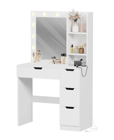 gaomon Modern Makeup Vanity Desk with Mirror, 4 Drawers