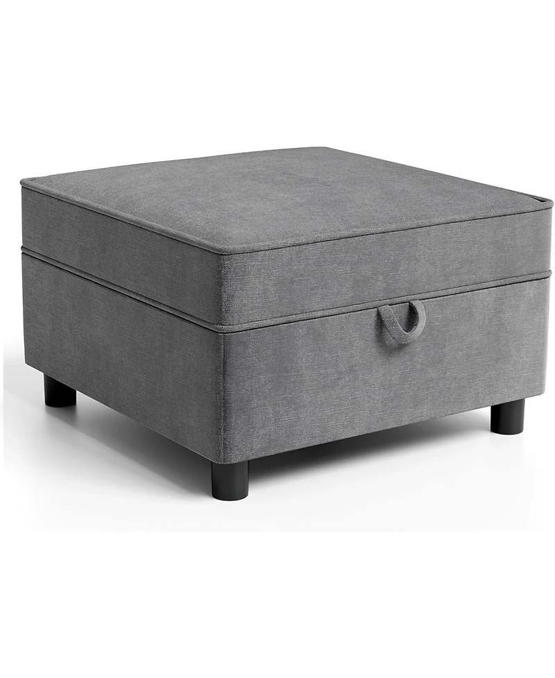 gaomon 26.4 Inch Storage Ottoman Chenille Foot Stool with Solid Wood Legs Modern Living Room Accent Stool