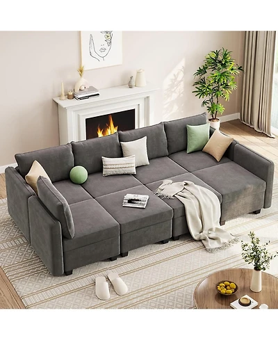 gaomon Modular Sofa Sectional Sleeper Couch with Two Ottomans Storage Seats Eight Seat Oversized Sleeper Living Room