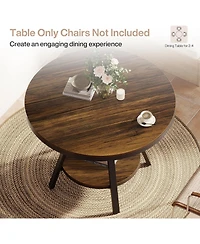 Tribesigns 2-Tier Industrial Round Dining Table, Small Kitchen Dinner Table for 2-4 People, 35-Inch Circle Wood Kitchen Table