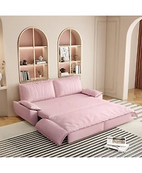 Streamdale Furniture Queen Pull Out Sofa Bed, 3-in-1 Convertible Sleeper, Velvet Loveseat