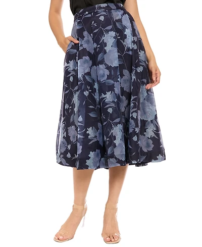 Muse Women's Pleated Printed Midi Skirt