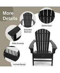 Gymax Patio Adirondack Chair Hdpe Outdoor Lounge w/ Retractable Ottoman
