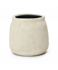 LuxenHome Sahara Stone Planter, 16.1" Round Cement Accent in Desert
