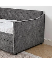 Streamdale Furniture Twin Upholstery DayBed with Pop-up Trundle & Usb Charging