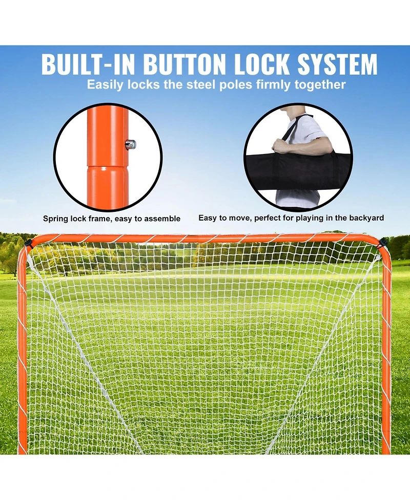 Mecale 6 x 6 Ft Lacrosse Goal with Steel Frame and Carry Bag