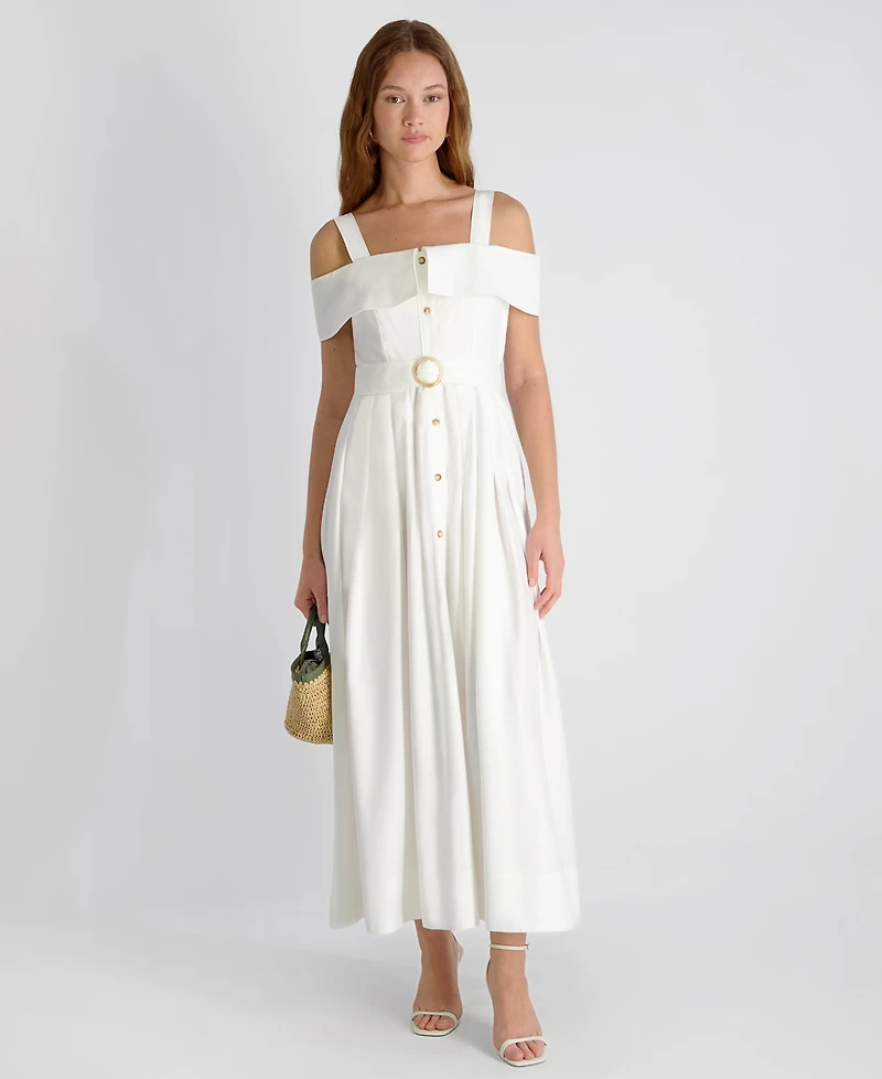 French Connection Women's Off-The-Shoulder Midi Shirtdress