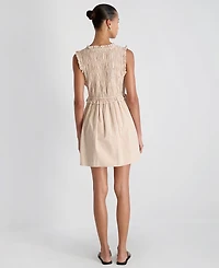 French Connection Women's Gingham Pattern Smocked Mini Dress