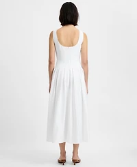 French Connection Women's Satin Fit And Flare Scoop Neck Midi Dress