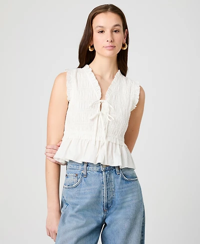 French Connection Women's V-Neck Tie-Front Top