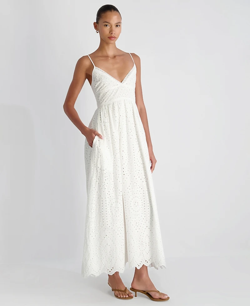 French Connection Women's V-Neck Trini Eyelet Maxi Dress