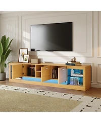 sumyeg 78" Modern Tv Stand for 90" TVs, Entertainment Center with 6 Cabinets & 2 Open Shelves