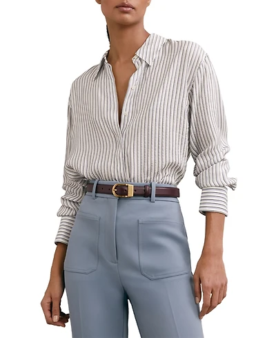 Reiss Women's Stripe Concealed-Placket Shirt