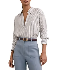 Reiss Women's Stripe Concealed-Placket Shirt