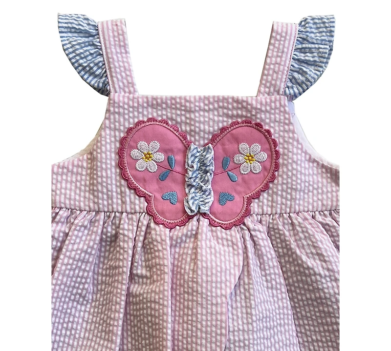 Blueberi Boulevard Baby Girls' Embroidered Dress with Hat