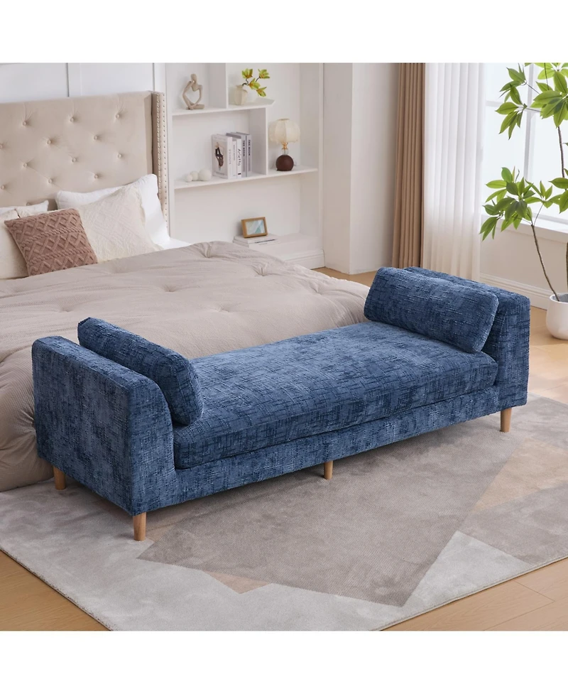 Streamdale Furniture Streamdale Upholstered End of Bed Bench with Armrests & Bolsters