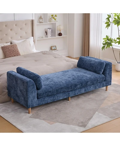 Streamdale Furniture Streamdale Upholstered End of Bed Bench with Armrests & Bolsters