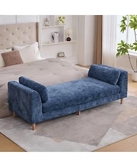 Streamdale Furniture Streamdale Upholstered End of Bed Bench with Armrests & Bolsters