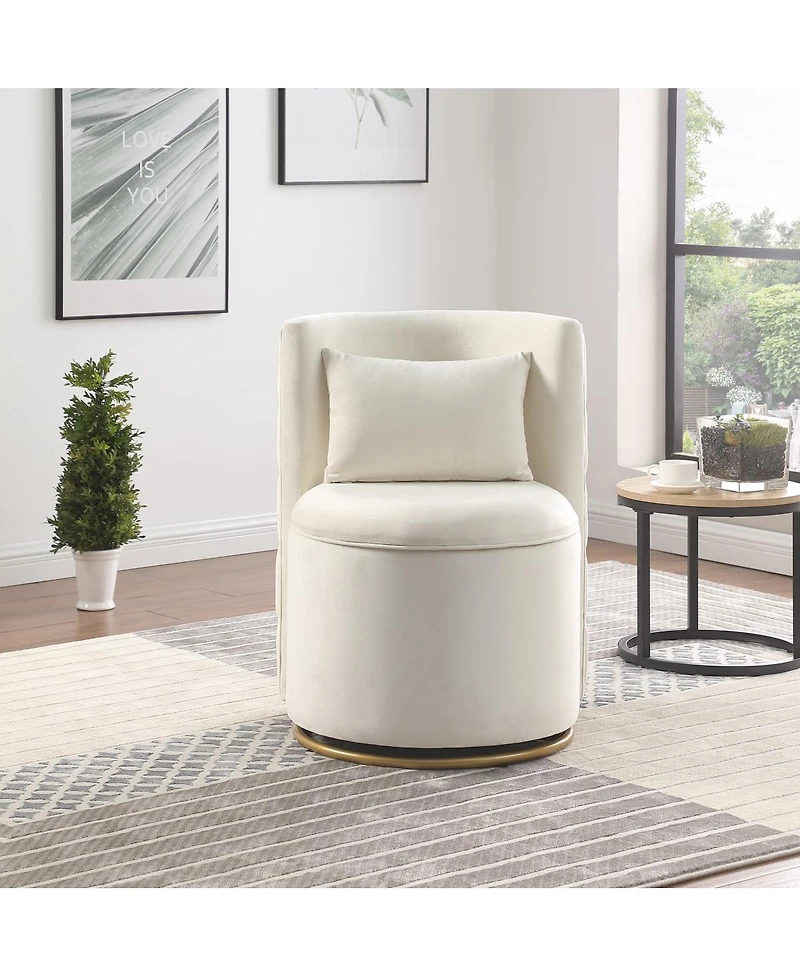 Streamdale Furniture 360° Swivel Accent Chair with Storage & Gold Base