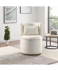 Streamdale Furniture 360° Swivel Accent Chair with Storage & Gold Base