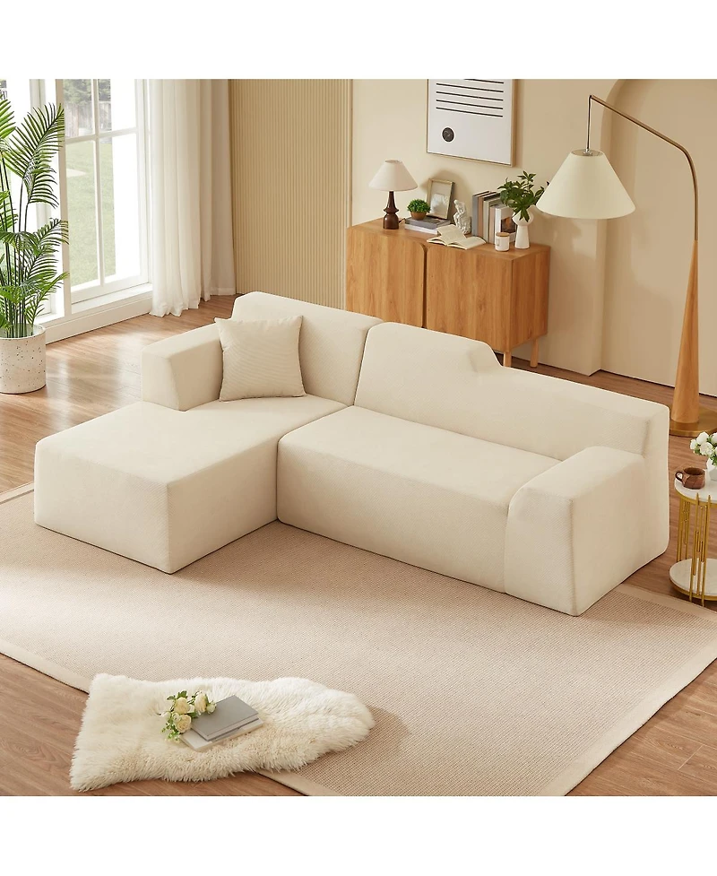 Streamdale Furniture Modern minimalist L-shaped corduroy high back sofa