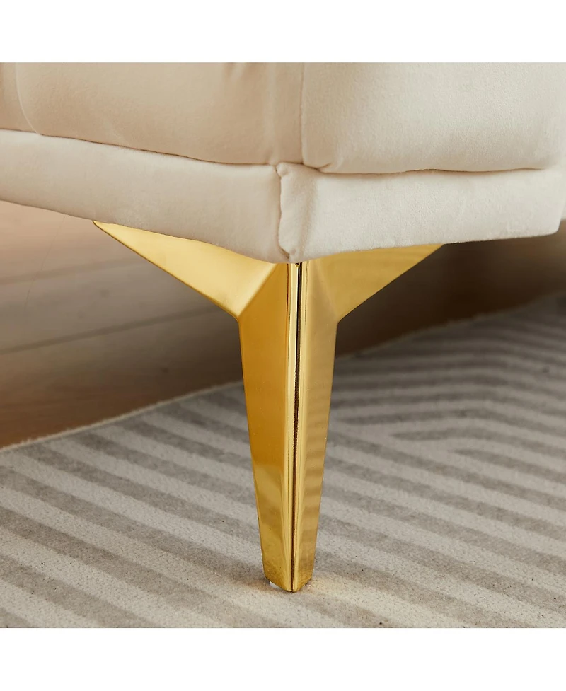 Streamdale Furniture Modern Luxury Velvet Sofa with Chesterfield Quilted Accents & Pillows