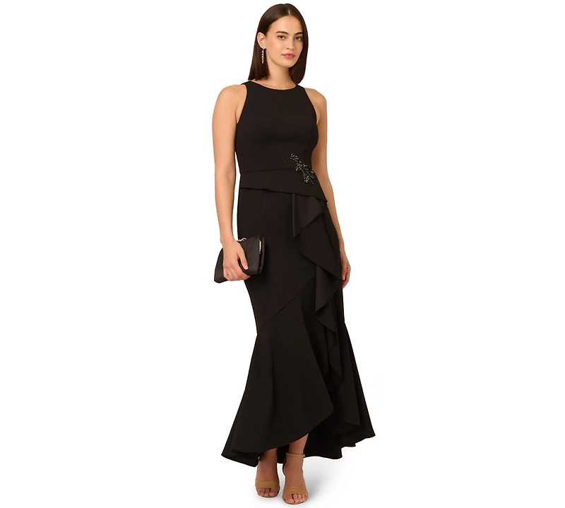 Adrianna Papell Women's Cascading-Ruffle Crepe Gown