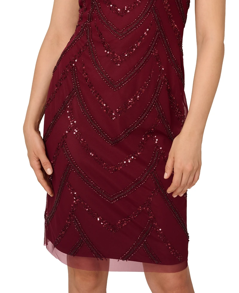 Adrianna Papell Women's Beaded Cap-Sleeve Sheath Dress