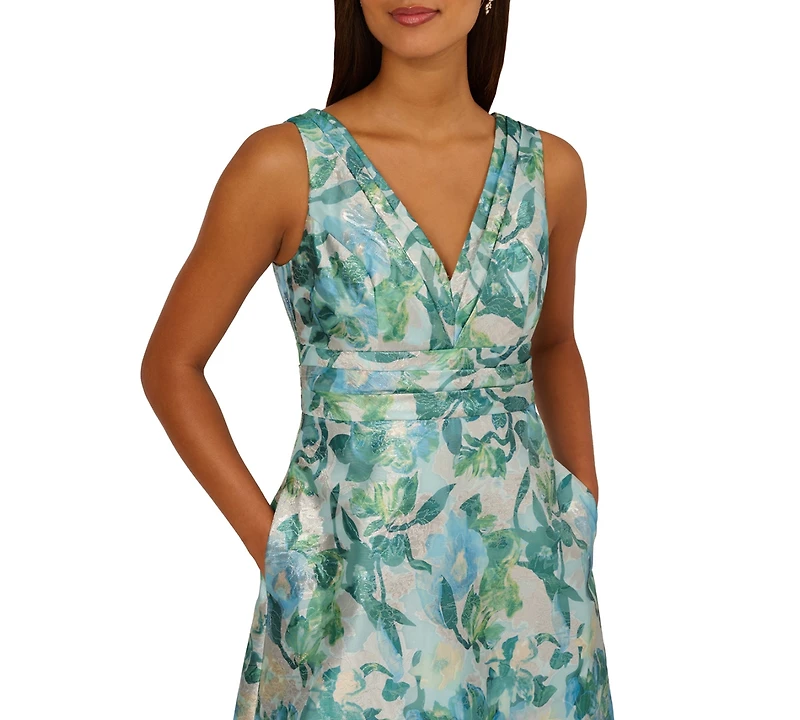 Adrianna Papell Women's Floral Jacquard Midi Dress