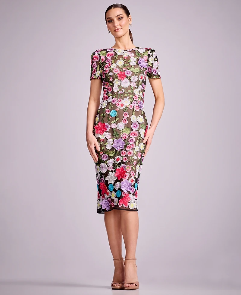 Dress the Population Women's Puff Short-Sleeve Bodycon Midi