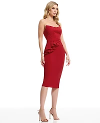 Dress the Population Women's Strapless Exposed Boning Bustier Midi