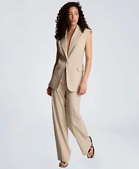 Kenneth Cole Womens Open Back Strap Vest High Rise Wide Leg Pants