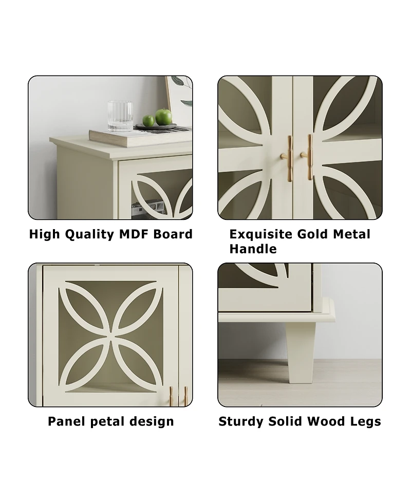 Freestanding Storage Cabinet With Tempered Glass Door