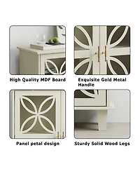 Freestanding Storage Cabinet With Tempered Glass Door