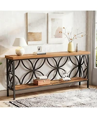 Yigii 70.9" Narrow Console Table Industrial Sofa Table Entryway Storage 2-Tier Shelf