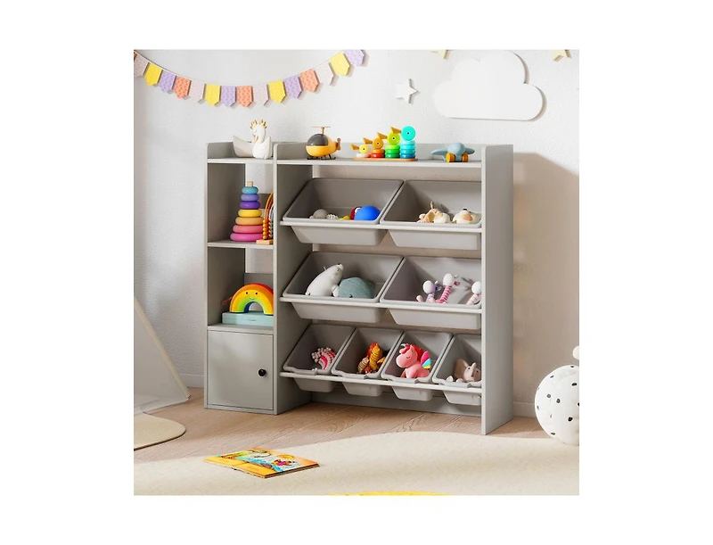 Slickblue Children s Toy Organizer with Bookshelf and Cabinet Door