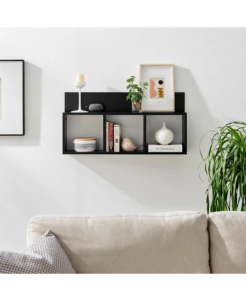 Danya B Modern 3 Cube Floating Wall Shelf with Display Ledge
